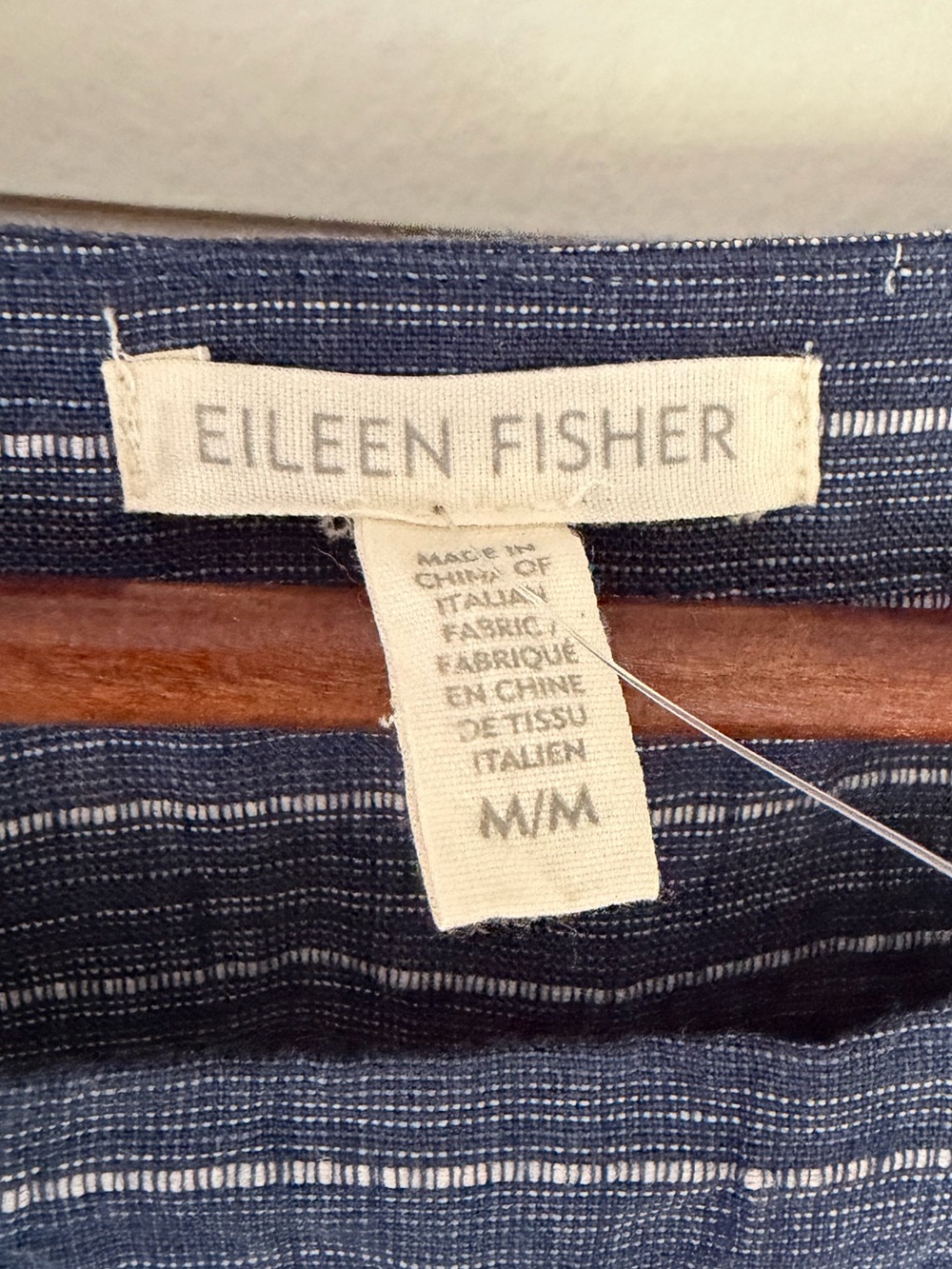Eileen Fisher Scoop Neck Tunic Dress in Striped Graphite. Size: Medium - Picture 7 of 11